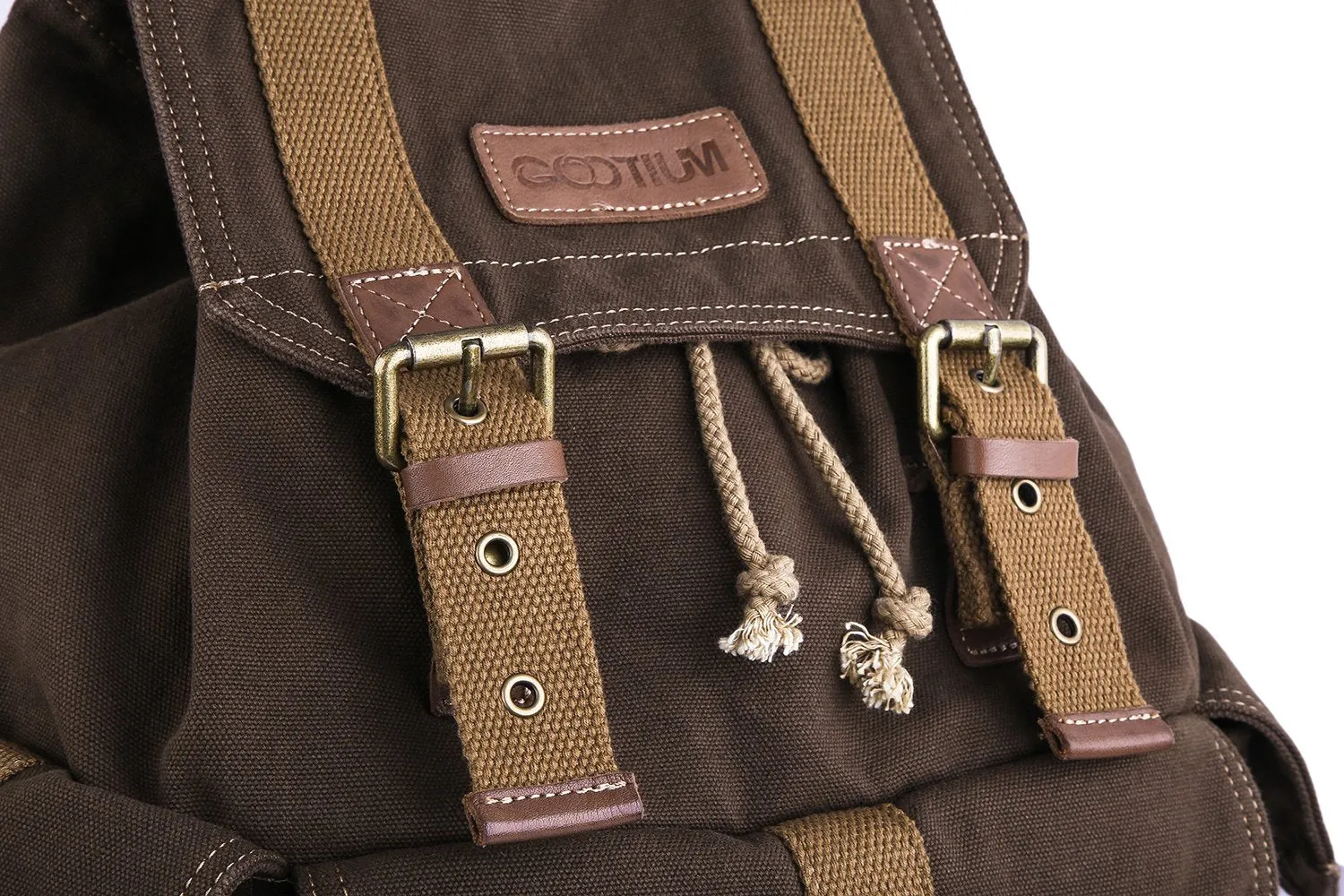 Gootium 21101CF Specially High Density Thick Canvas Backpack Rucksack,Coffee