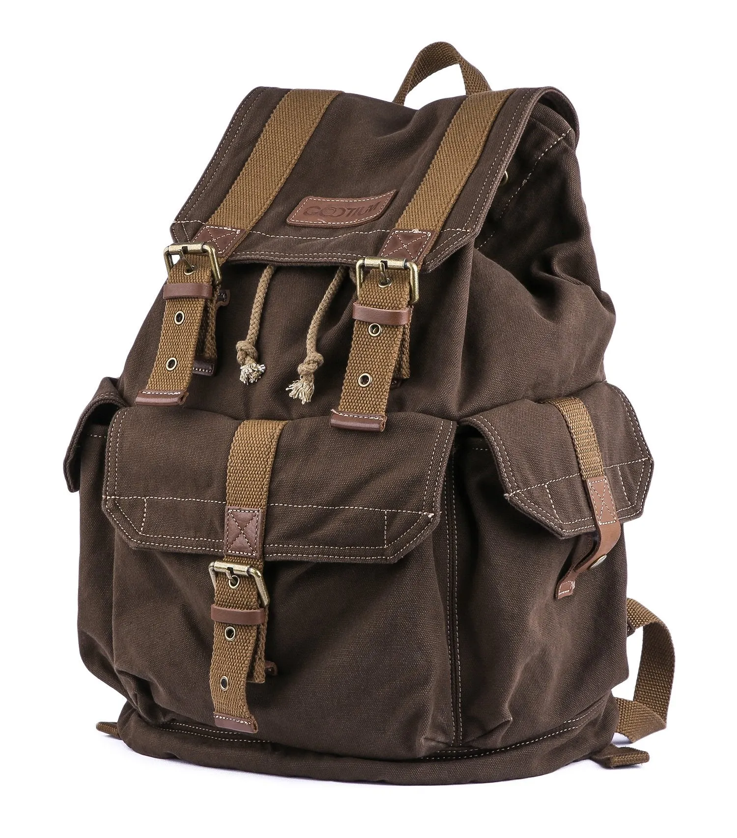 Gootium 21101CF Specially High Density Thick Canvas Backpack Rucksack,Coffee