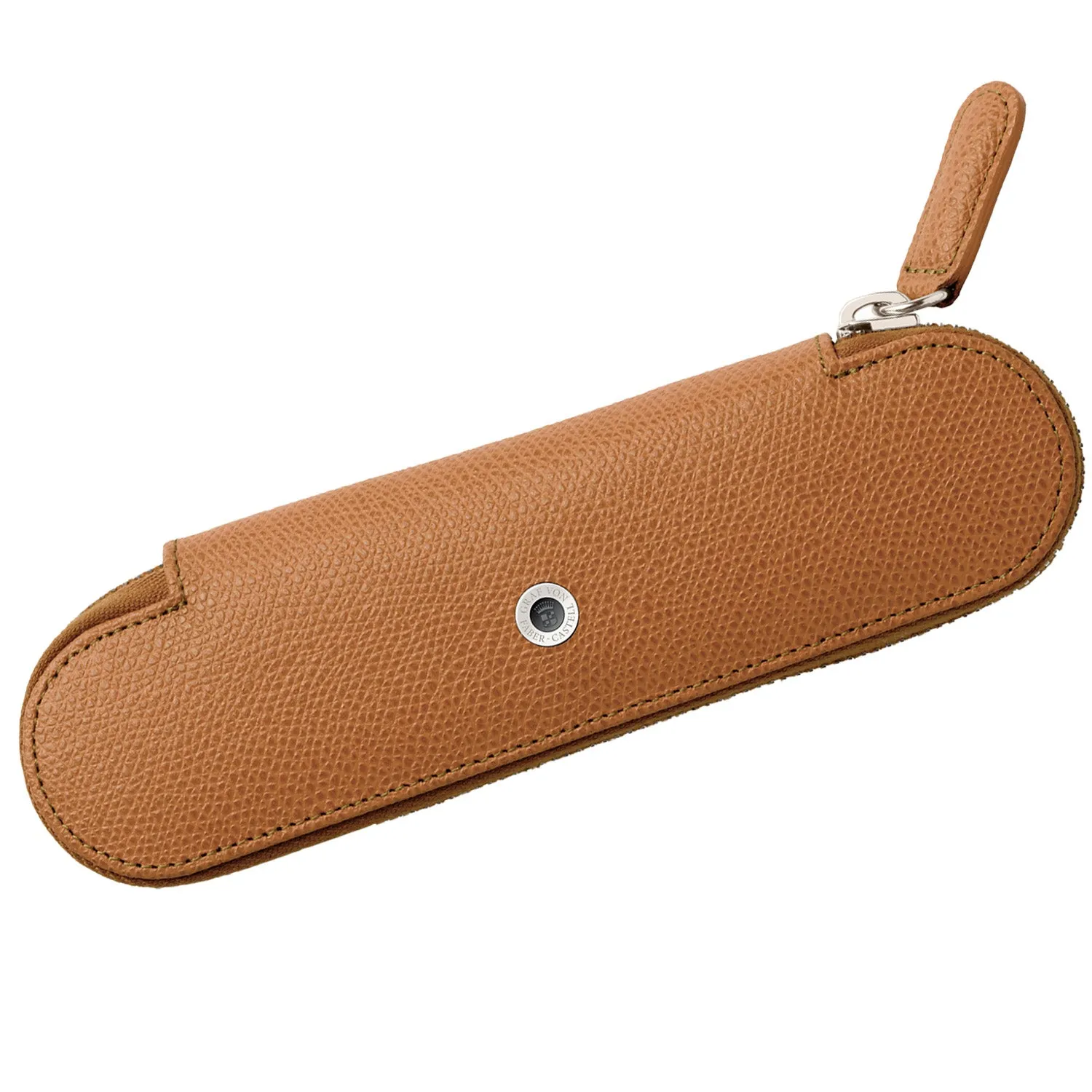 Graf Von Faber-Castell Epsom Leather 2 Pen Holder with Zip - Cognac