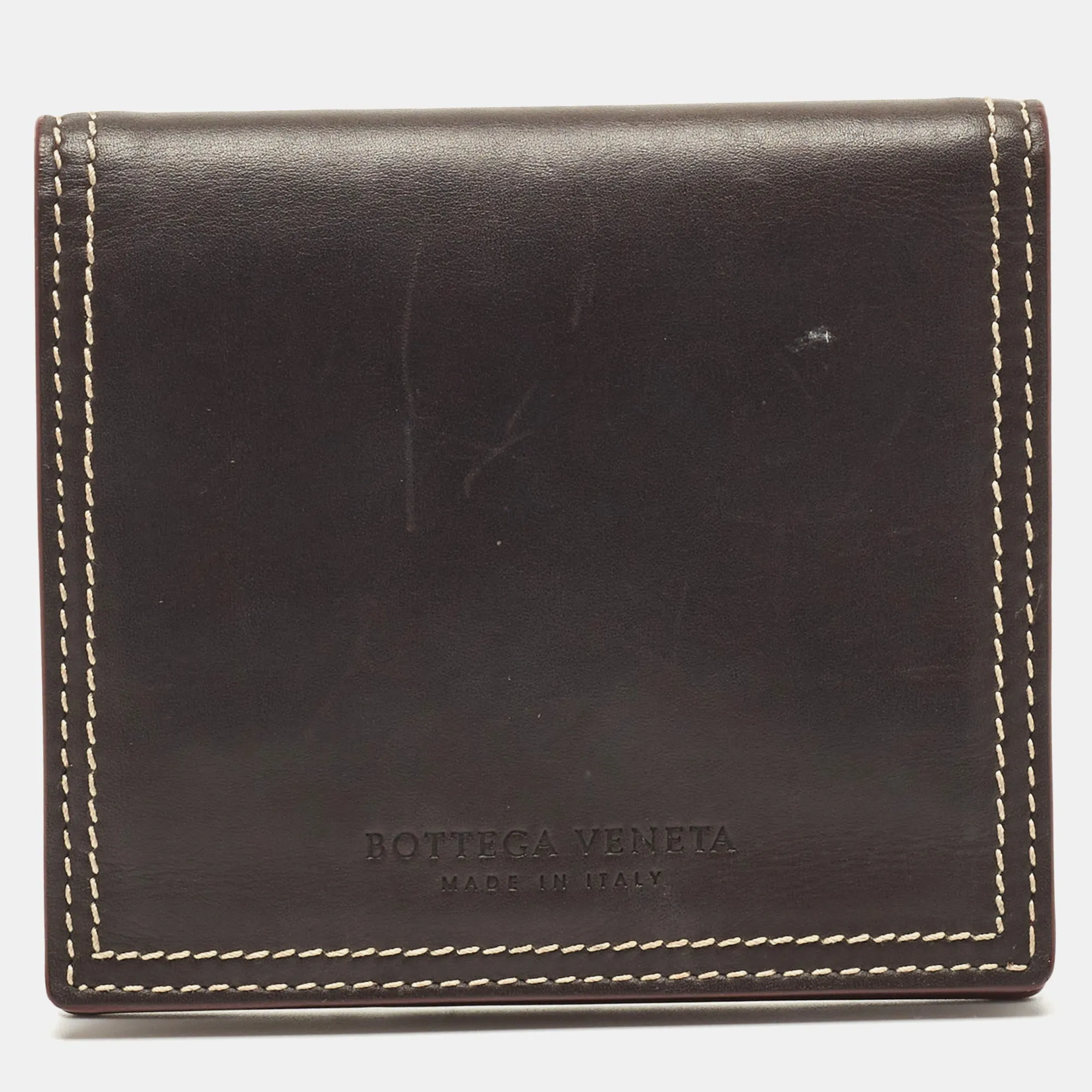 Grey/Brown Leather Snap Bifold Wallet