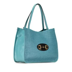 Gucci Horsebit Tote Blue Denim