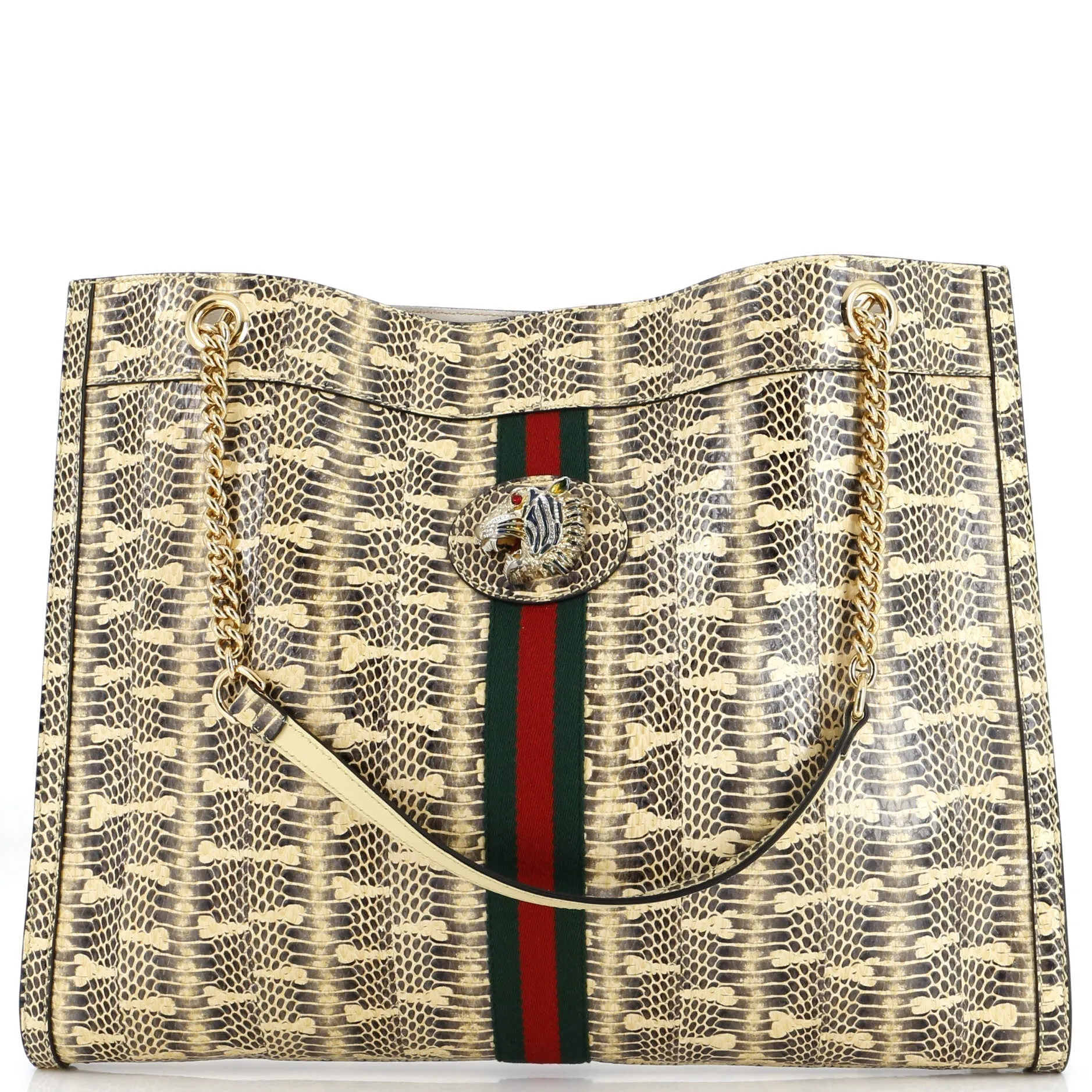 Gucci Rajah Chain Tote Snakeskin Large