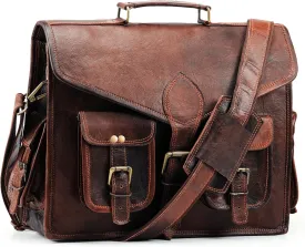 Handmade World Vintage Leather Laptop Messenger Bag For Men 'Opulent Companion' Computer Briefcase For Office Work Business (15 inch)