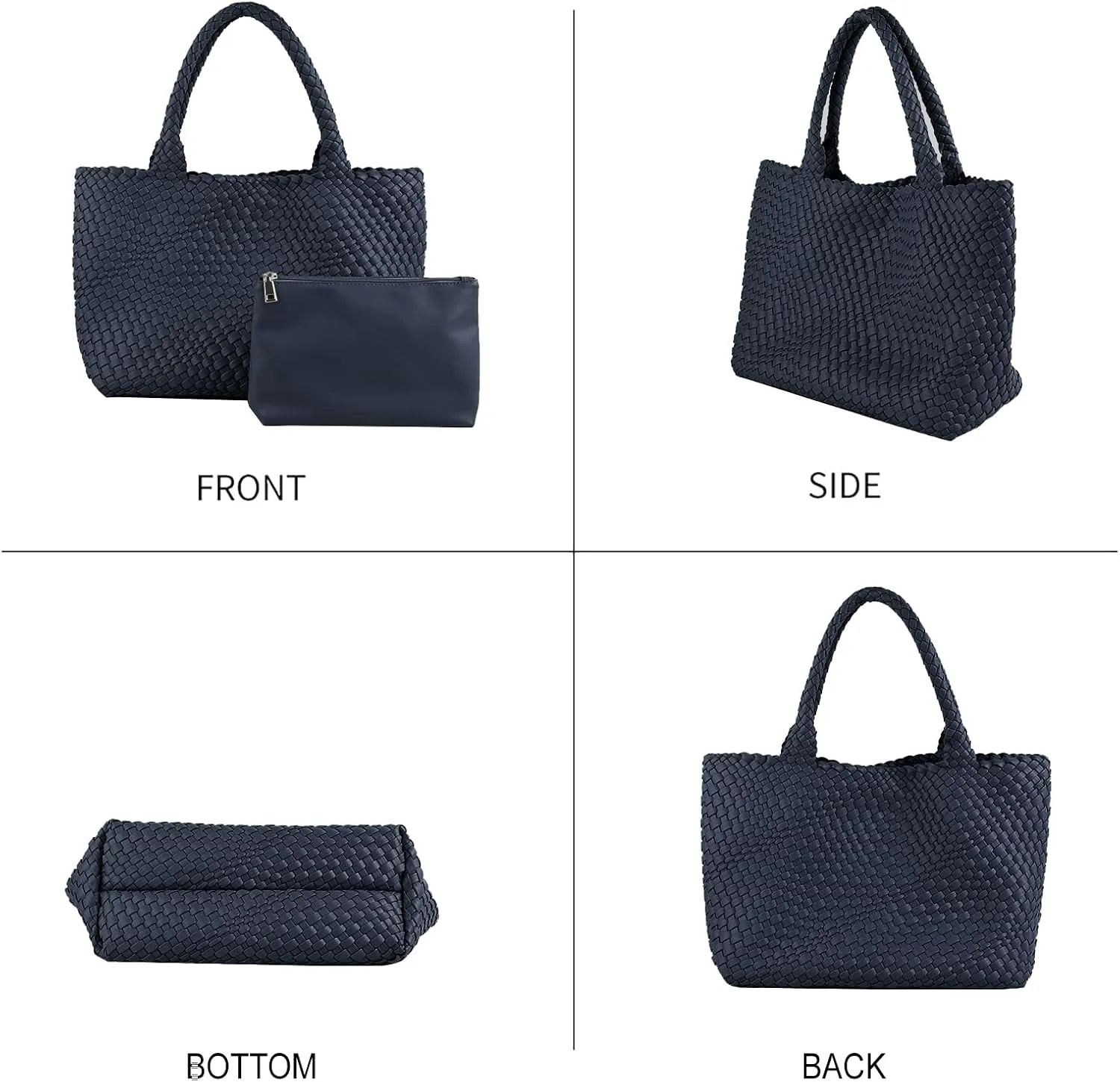 Handmade Woven Bag Satchel Handbag For Women Vegan Leather Tote Bag With Purses Travel Shoulder Bag Underarm Bag