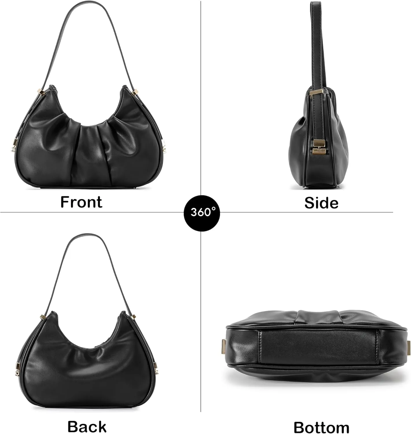 Herald Ruched Shoulder Bag Cloud Design Hobo Clutch Purse for Women Small Mini Cute Tote Handbag with Adjustable Strap