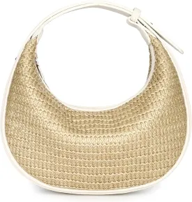 Herald Straw Crossbody Bag for Women Beach Woven Hobo Handbag Summer Chic Crescent Shoulder Purses with Adjustable Strap