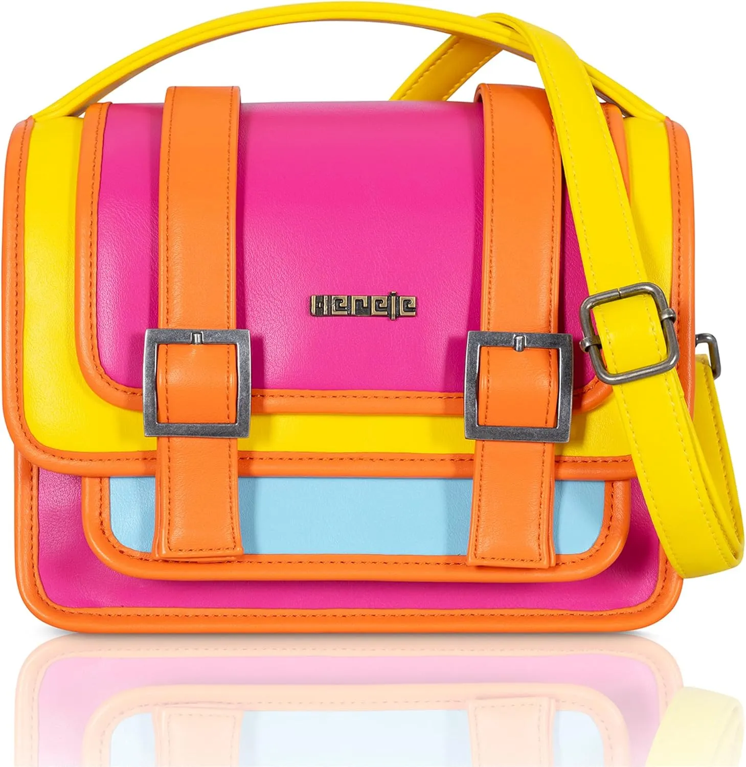 Hereje Women Shoulder Bag-Chic Top Handle Leather Handbags For Women-Retro Colorful Crossbody Bag-Spring Summer 2025-hot pink purse-colorful purse