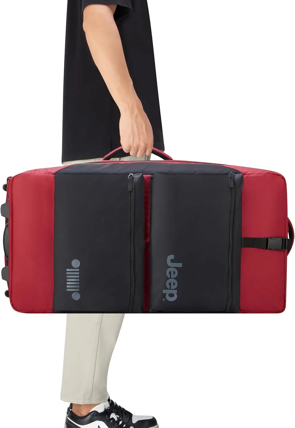 Jeep JS006B Two Wheel Rolling Travel Duffle Bag, Tomato, 27 Inch