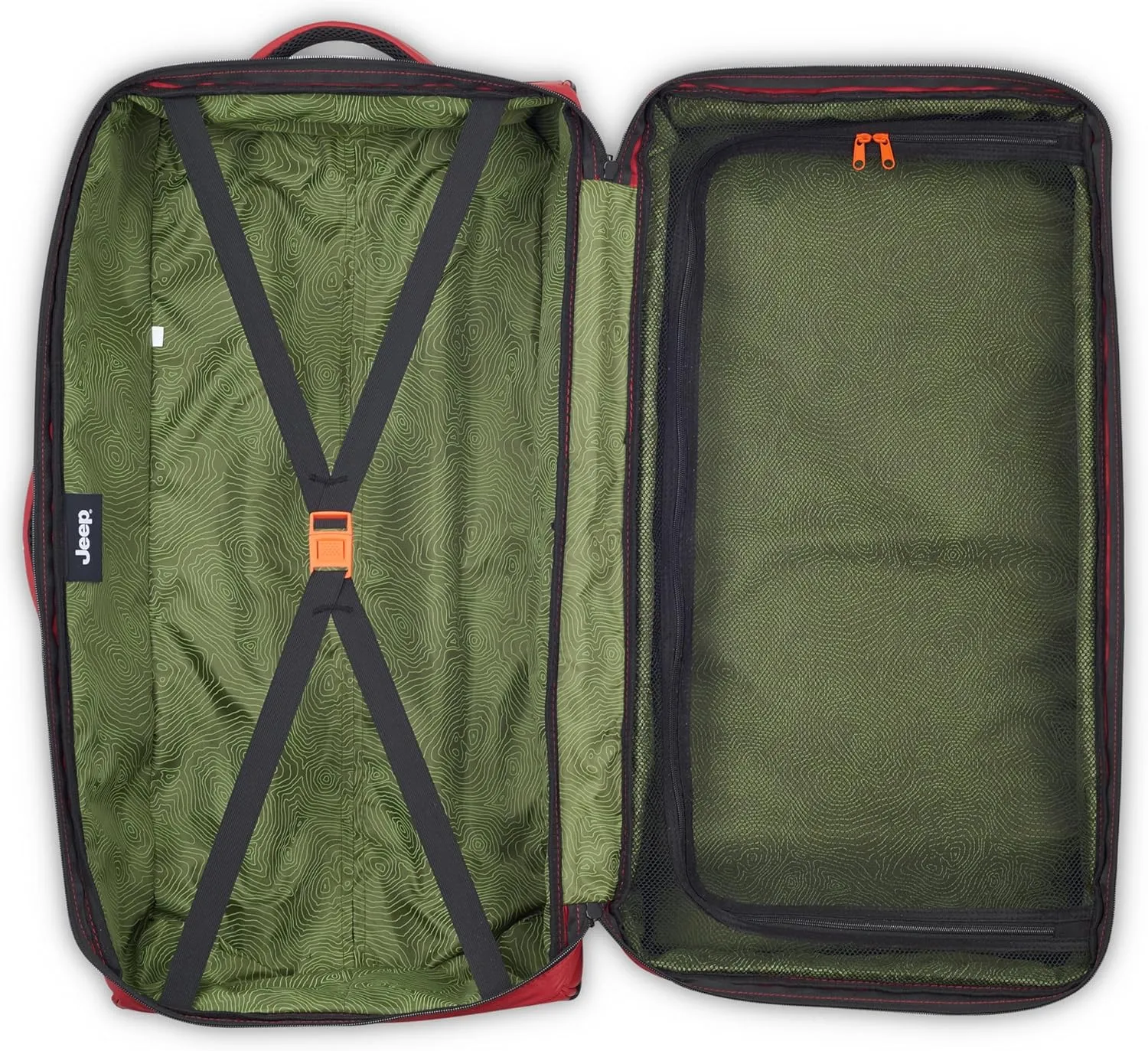 Jeep JS006B Two Wheel Rolling Travel Duffle Bag, Tomato, 27 Inch