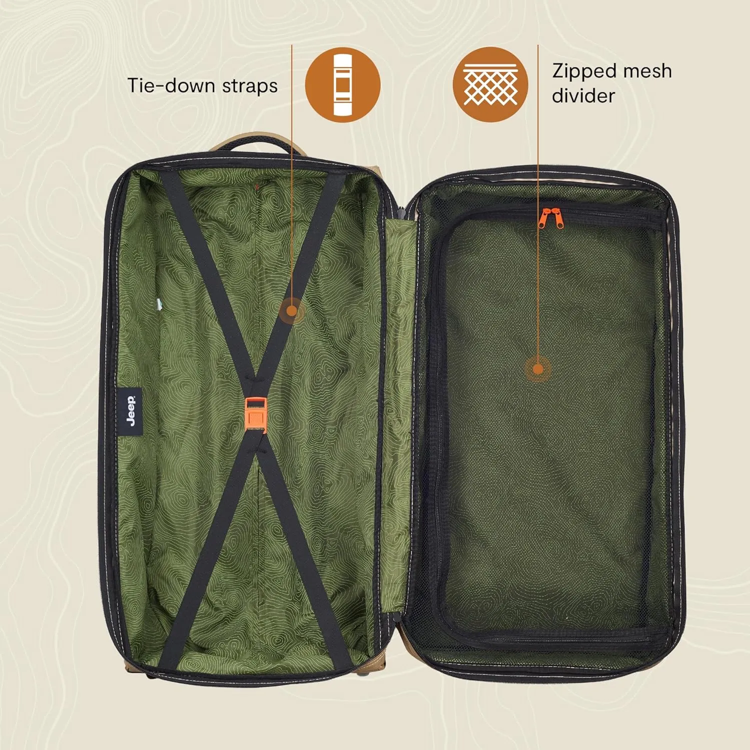Jeep JS006B Two Wheel Rolling Travel Duffle Bag