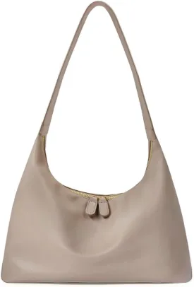 JYG Leather Hobo Bags for Women Small Soft Shoulder Purse Slouchy Tote Handbags with Double Zipper Design 2025
