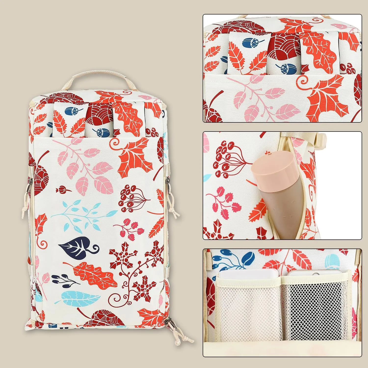 Kalesi Floral Gym Duffle Bag Backpack 4 ways for Women Waterproof with Shoes Compartment for travel Sport Hiking laptop Lightweight, XL