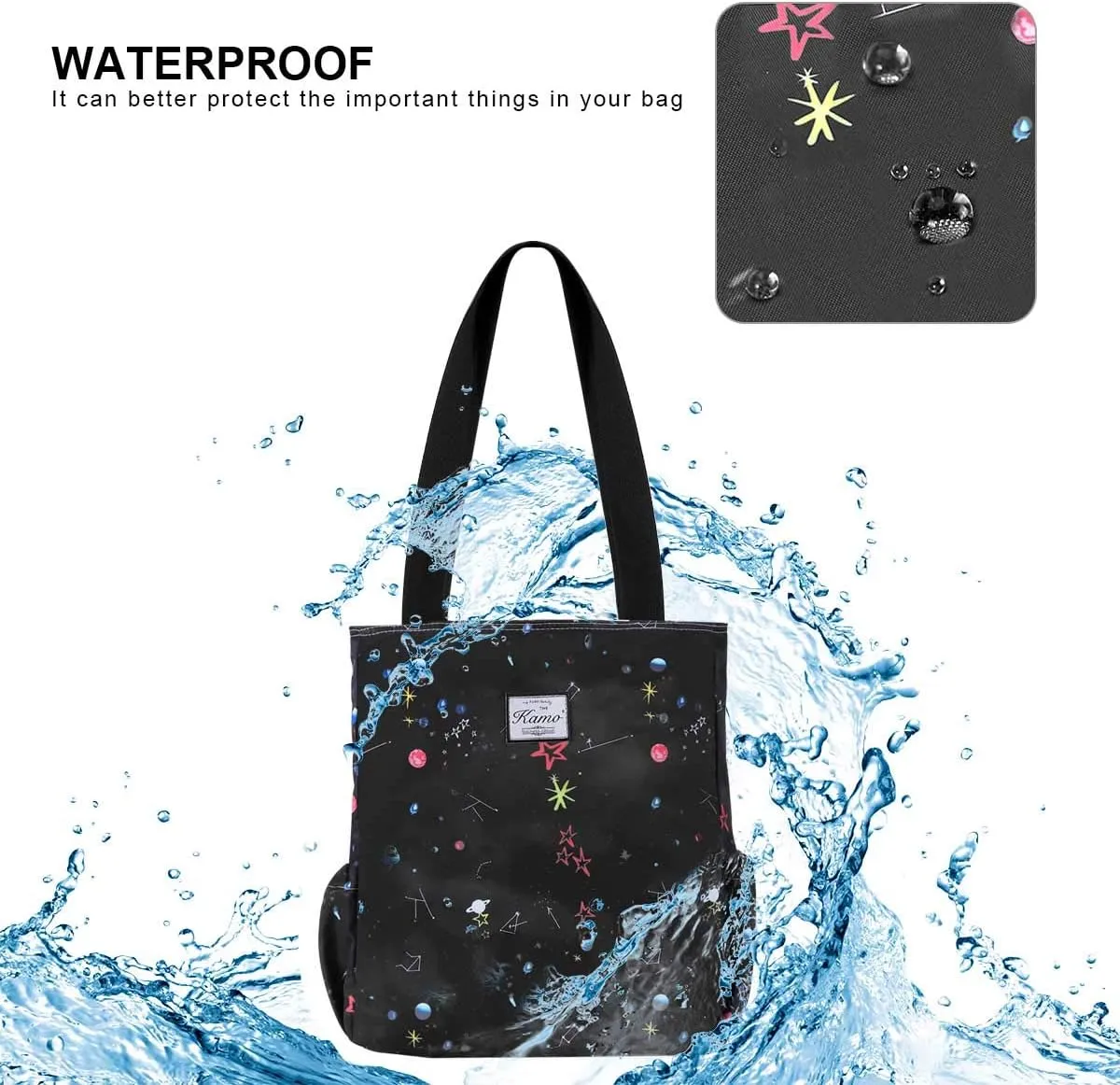 KAMO Floral Tote Bag - Waterproof Lightweight Handbags Travel Shoulder Bag for Hiking Yoga Gym Swimming Travel Beach