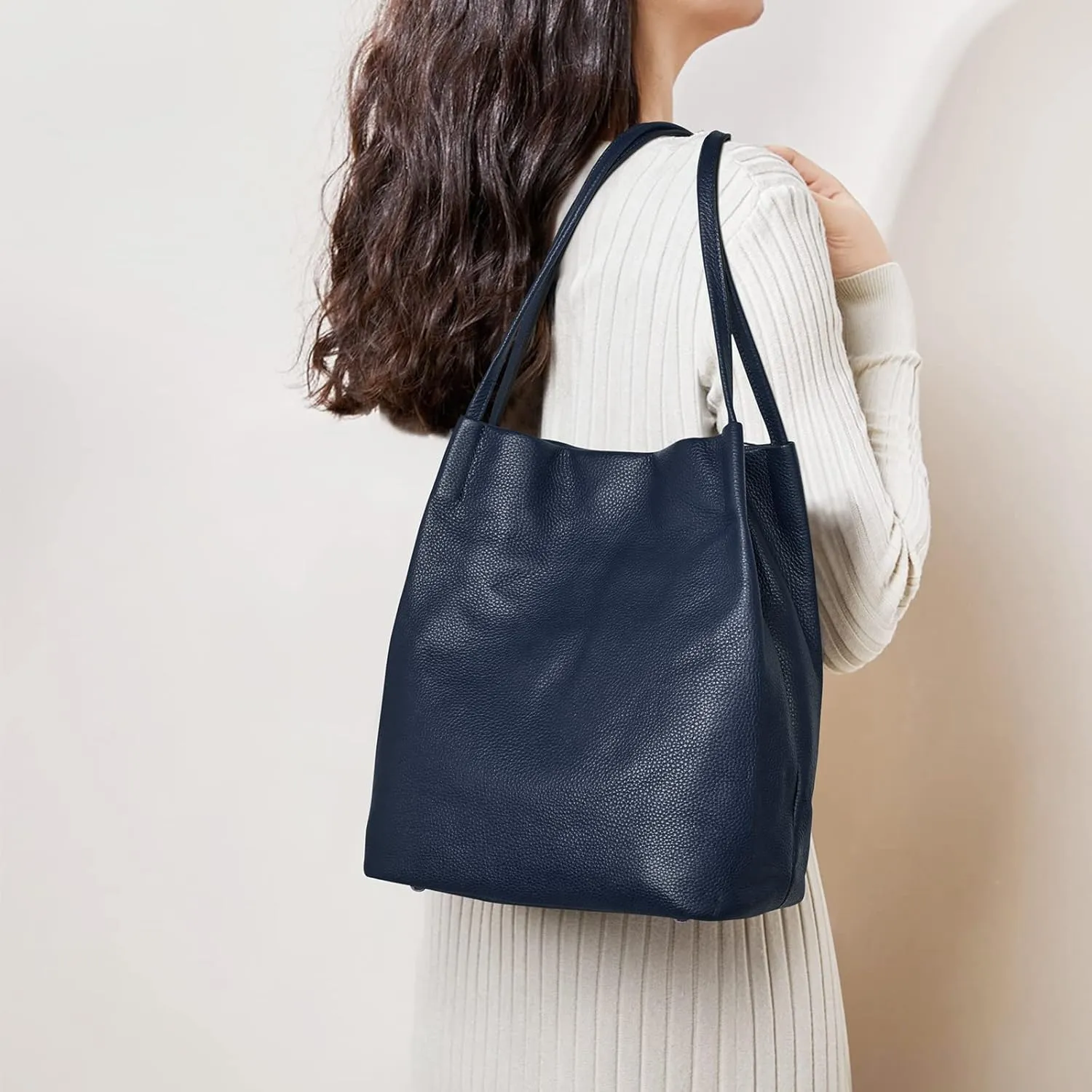 Kattee Women Soft Genuine Leather Totes Shoulder Bag Purses and Handbags with Top Magnetic Snap Closure
