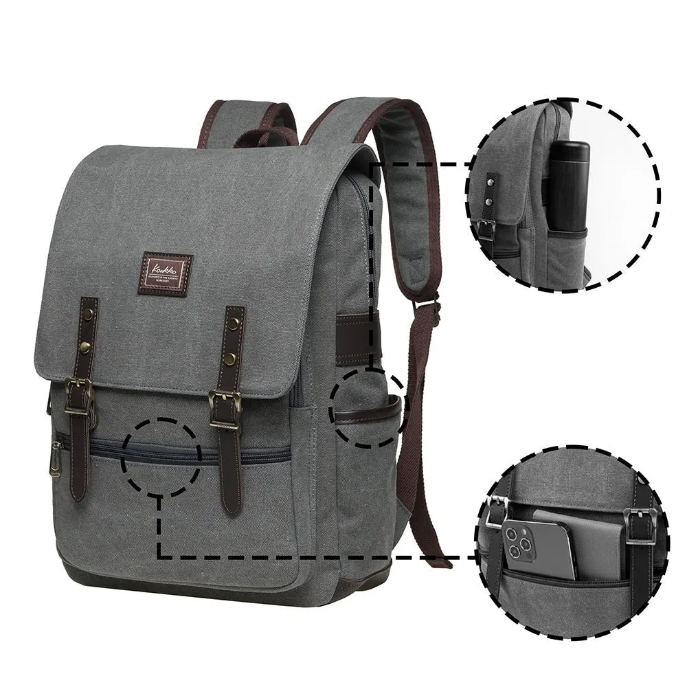 KAUKKO Casual Daypacks Multipurpose Backpacks, Outdoor Backpack, Travel Rucksack, Laptop Backpack Fits 15" (16-GREY)