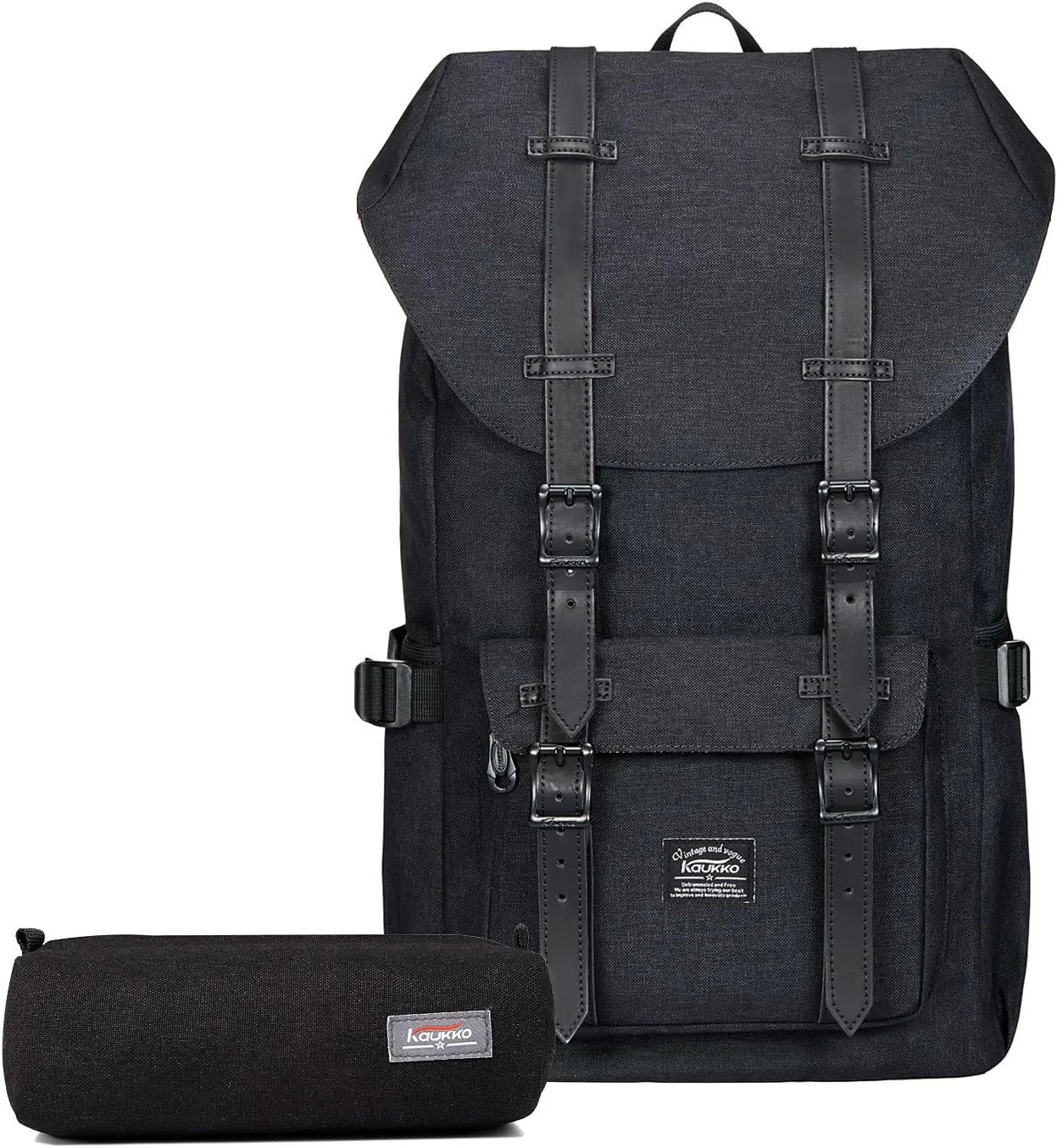 KAUKKO Laptop Backpack Travel Outdoor Weekend Bag Carry on Daypack Stylish and Durable Rucksack Hiking Backpack Fits 15.6"(5-2-BLACK(2PC))