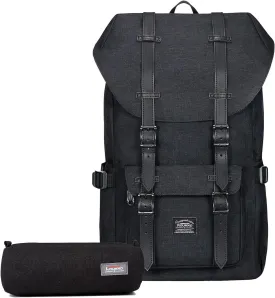 KAUKKO Laptop Backpack Travel Outdoor Weekend Bag Carry on Daypack Stylish and Durable Rucksack Hiking Backpack Fits 15.6"(5-2-BLACK(2PC))