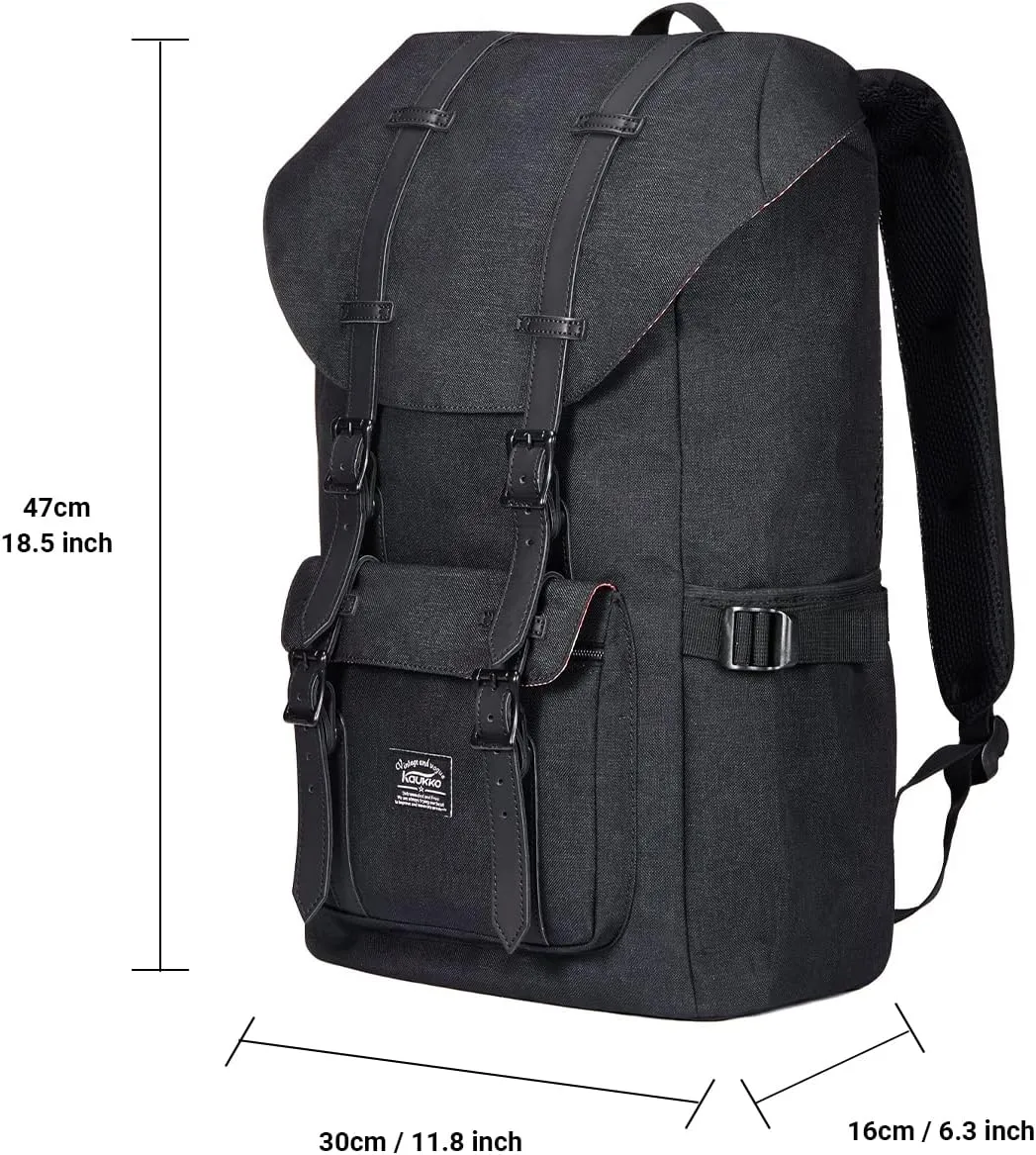 KAUKKO Laptop Backpack Travel Outdoor Weekend Bag Carry on Daypack Stylish and Durable Rucksack Hiking Backpack Fits 15.6"(5-2-BLACK(2PC))