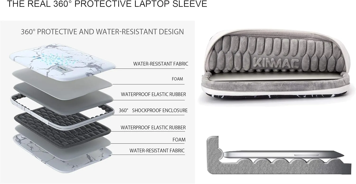 Kinmac 360 Heavy Duty Protective Laptop Computer Sleeve case Bag Cover with Handle for MacBook Pro 14 inch,14 inch-14.4 inch HP Lenovo Dell ASUS Acer Laptop (Coffee PU)