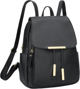KKXIU Trendy Leather Backpack Purse for Women and Ladies Shoulder Travel Daypacks Bags (A-Black)