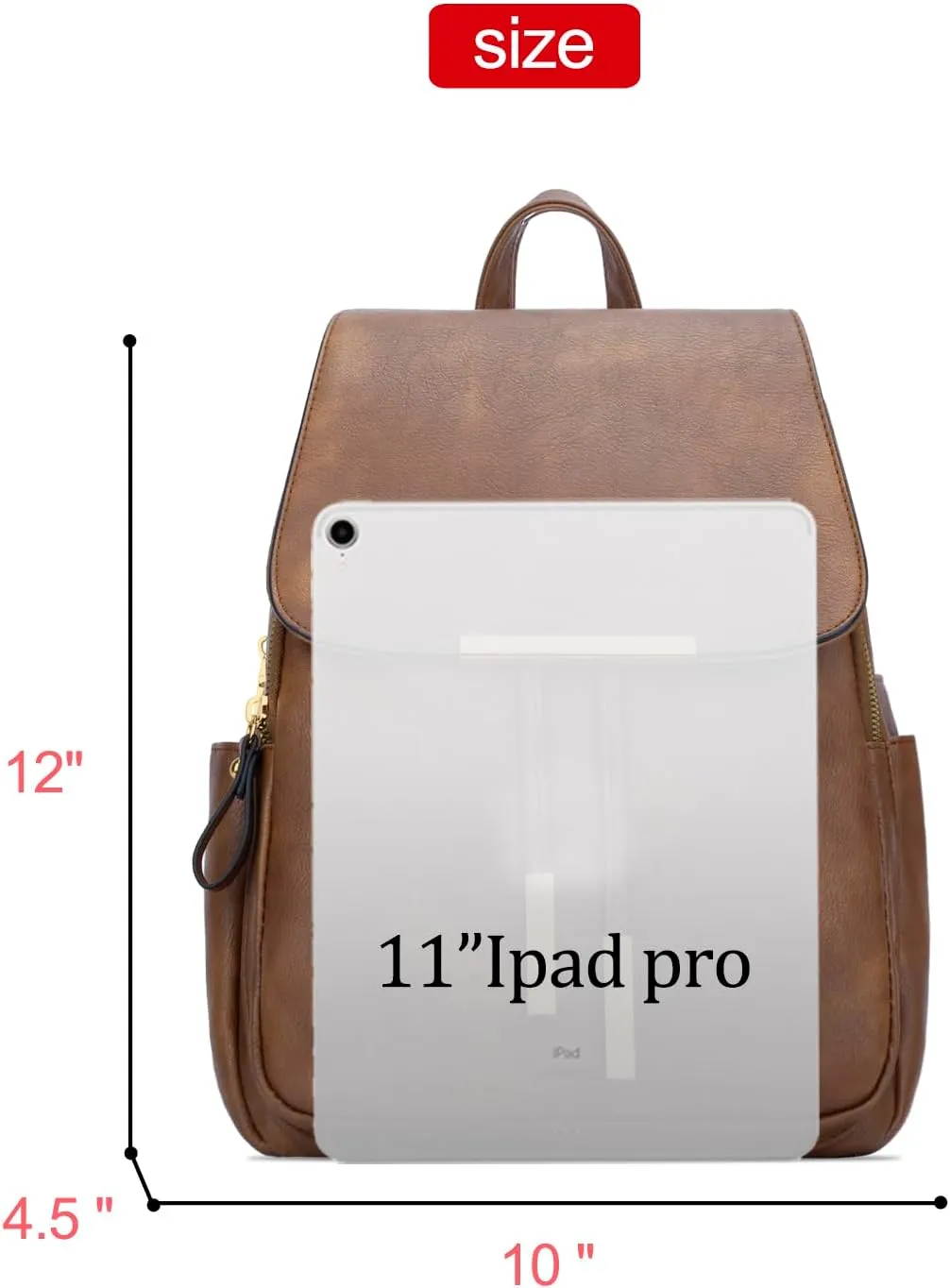 KKXIU Trendy Vegan Leather Backpack Purse for Women and Ladies Shoulder Travel Daypacks Bags (Z-Brown)