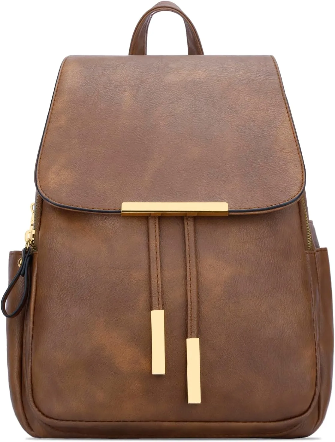 KKXIU Trendy Vegan Leather Backpack Purse for Women and Ladies Shoulder Travel Daypacks Bags (Z-Brown)