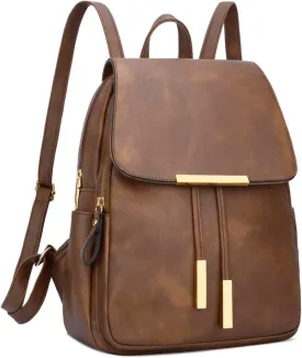 KKXIU Trendy Vegan Leather Backpack Purse for Women and Ladies Shoulder Travel Daypacks Bags (Z-Brown)