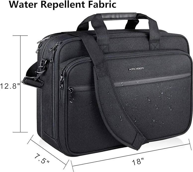 KROSER Laptop Bag Premium Laptop Briefcase Fits Up to 17.3 Inch Laptop Expandable Water-Repellent Shoulder Messenger Bag Computer Bag