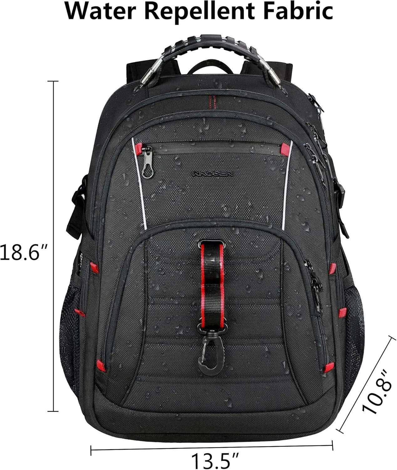 KROSER Travel Laptop Backpack 17.3 inch XL Computer Backpack Stylish College Backpack with RFID Pockets USB Charging Port REFLECTIVE STRIPS Water-Repellent Day pack for Business/Men