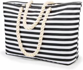 KUAK Beach Bags for Women Extra Large Beach Tote Bag with Top Zipper, 3 Inner Pockets Waterproof Sandproof Swim Pool Bag