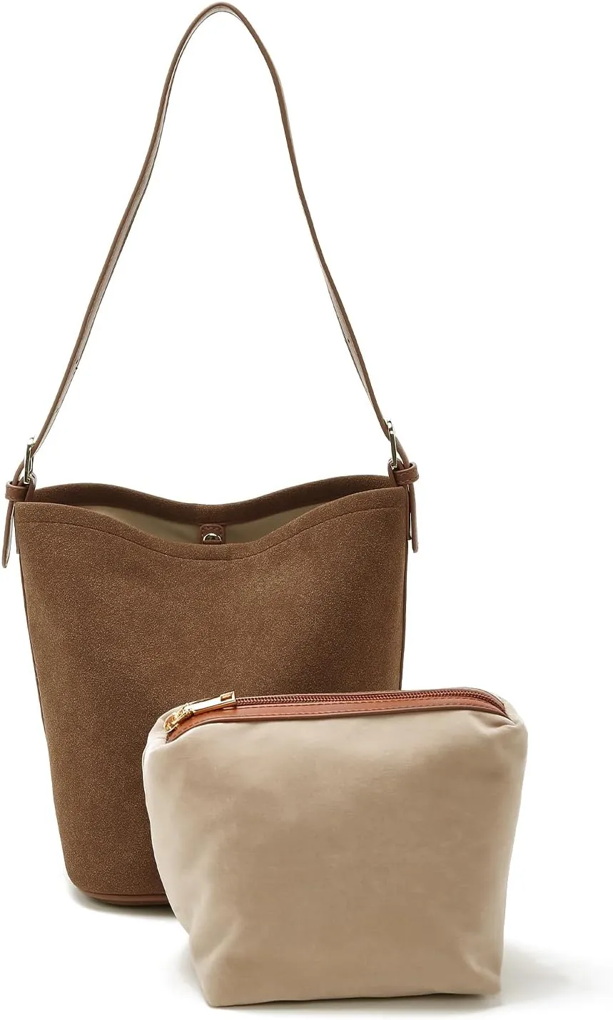 LAORENTOU Canvas Designer Shoulder Bag for Women, Bucket Crossbody Bag for Ladies, Large Capacity Tote Bag