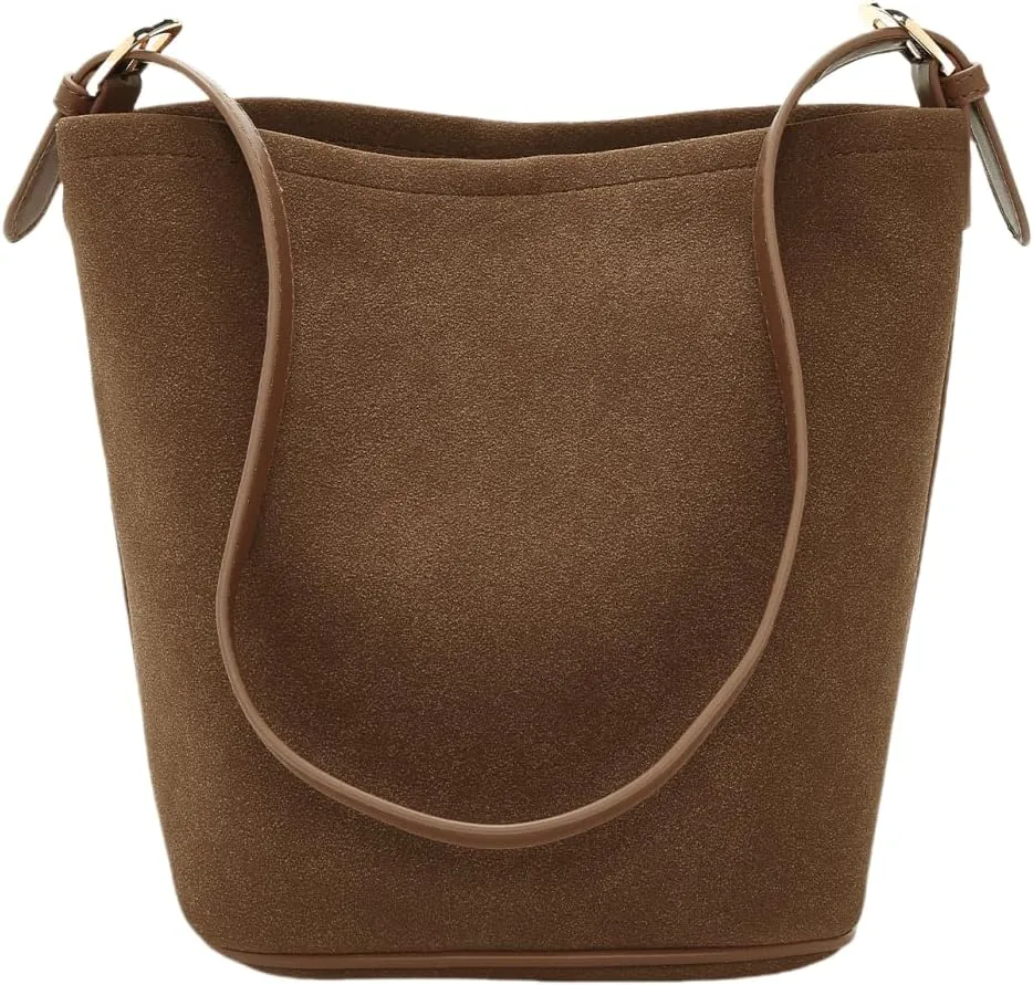 LAORENTOU Canvas Designer Shoulder Bag for Women, Bucket Crossbody Bag for Ladies, Large Capacity Tote Bag