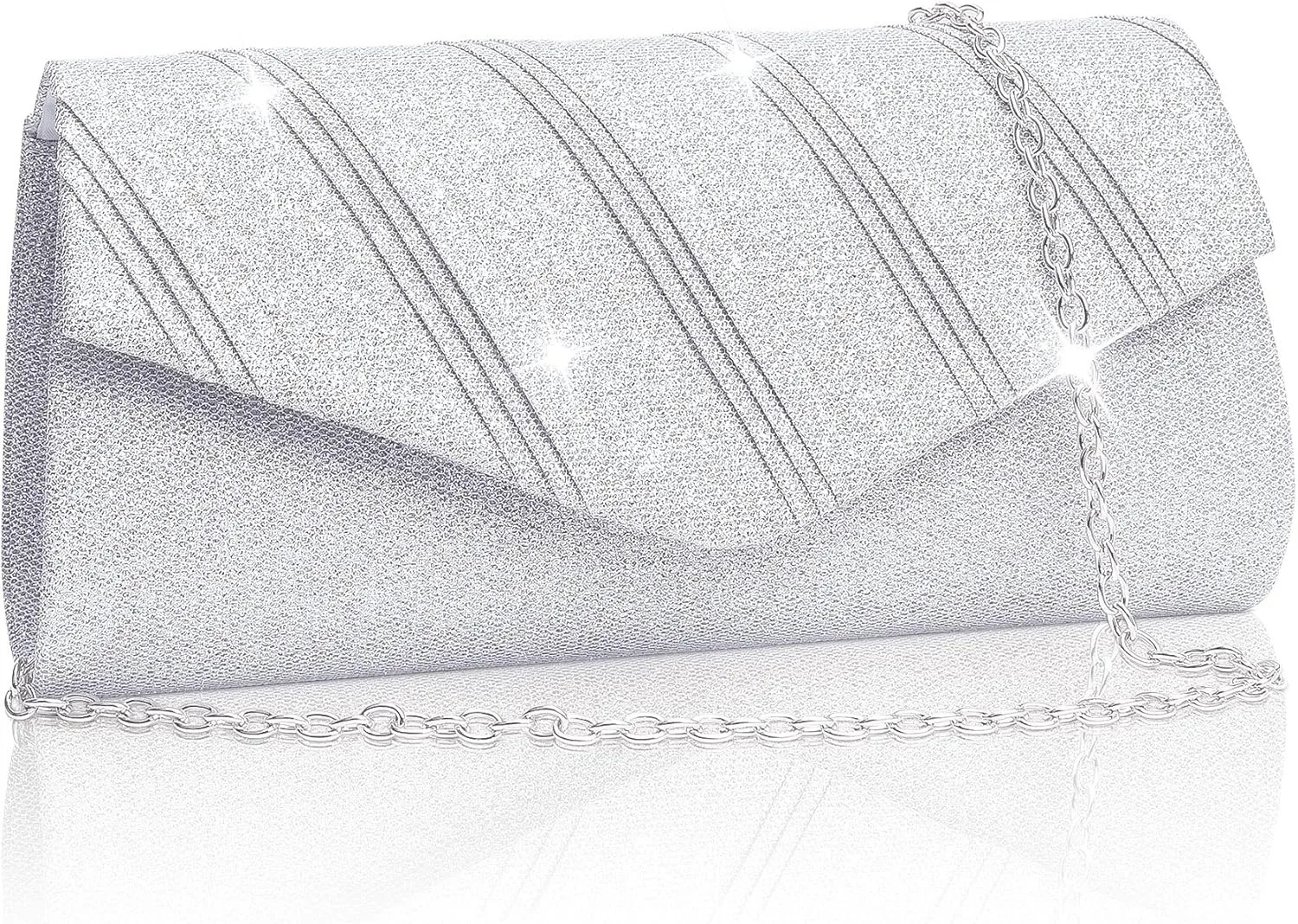 Larcenciel Women's Evening Handbags, Glitter Envelope Clutch Purses, Formal Ladies bag for Date Night Out Party,8.74.3x2.4in