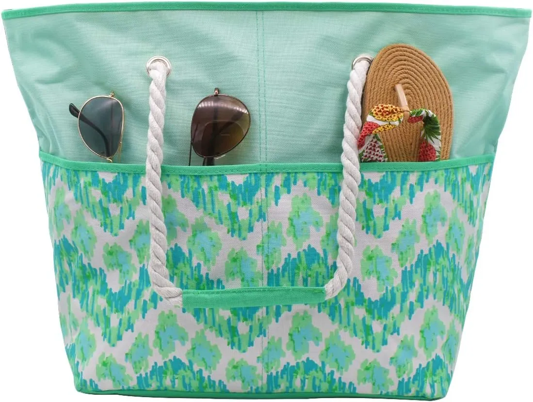 large Beach Bag for Women Straw Beach Bags and Totes with Zipper for Pool Gym Travel Daily Tote Bag