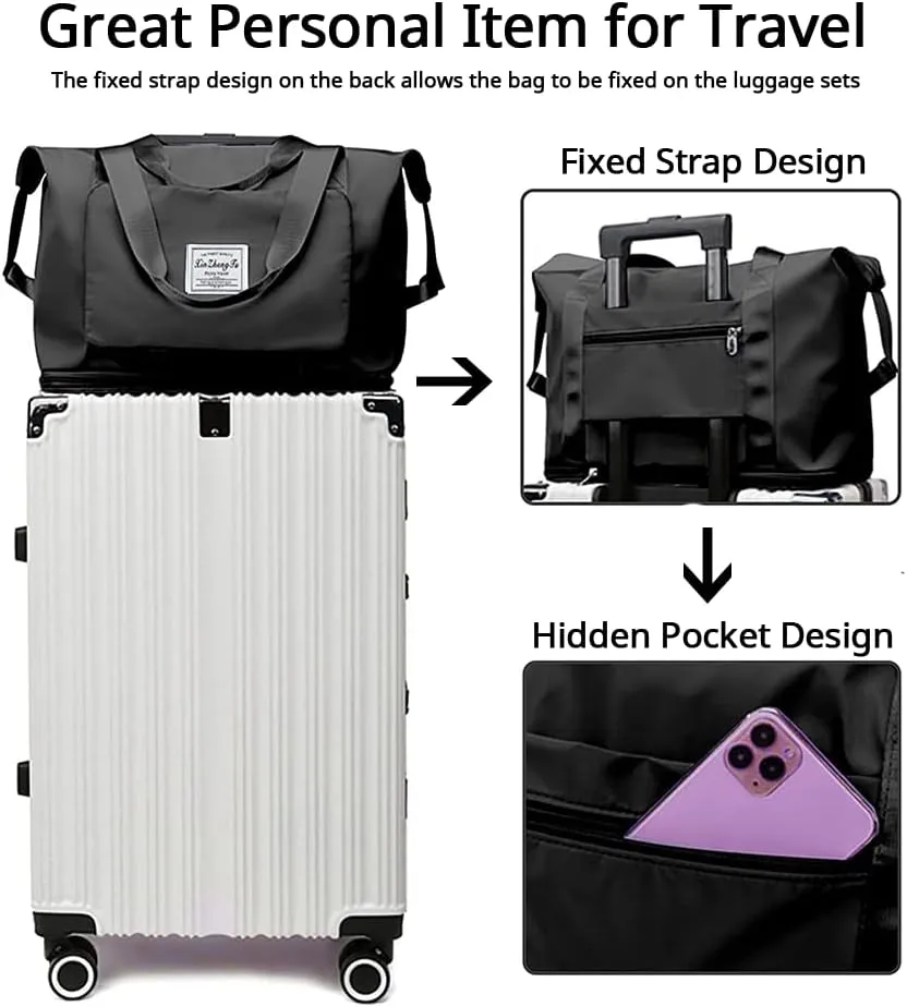 Large Capacity Foldable Travel Bag, Expandable Waterproof Carry on Bag, Dry and Wet Separation Spor Duffel Bags