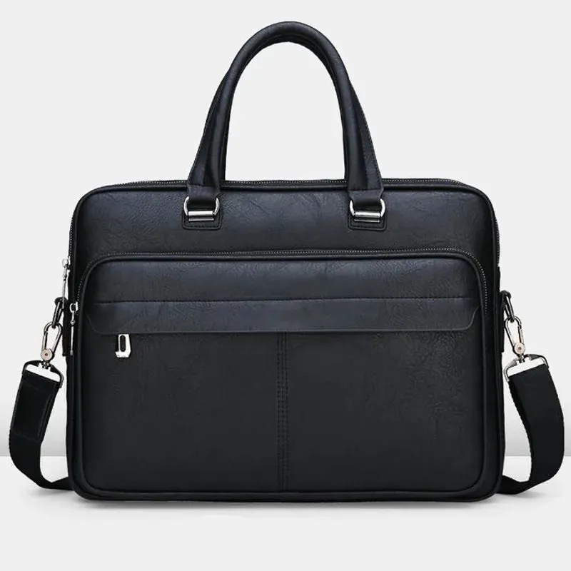 Large Capacity Waterproof PU Leather Laptop Shoulder Bag
