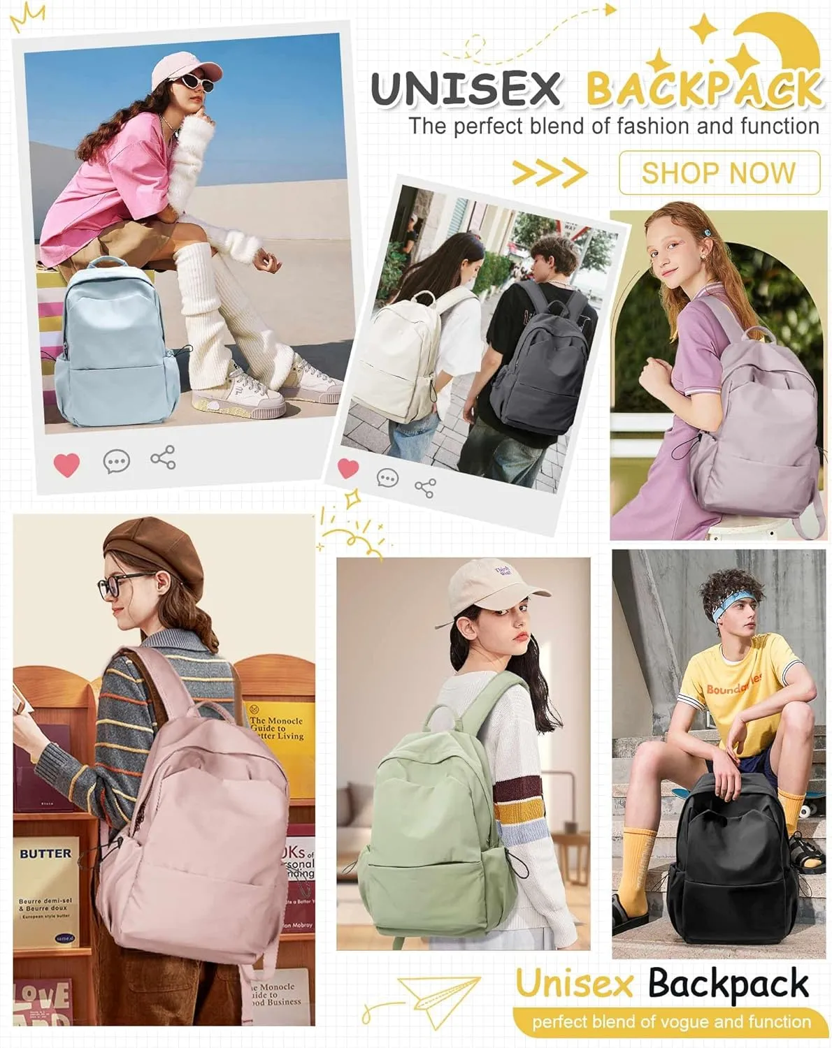 Large White Backpack for Men Women, School Backpack for Teen Girls Bookbags High School Laptop Bags Women Travel Daypacks, Carry on Backpack Flight Approved Hiking Backpack Large