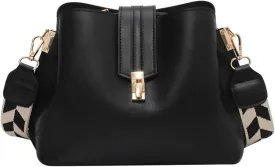 Leather Bucket Bag for Women, Guitar Strap Crossbody Handbag, Designer Tote Purse, Small Retro Satchel