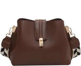 Leather Bucket Bag for Women, Guitar Strap Crossbody Handbag, Designer Tote Purse, Small Retro Satchel