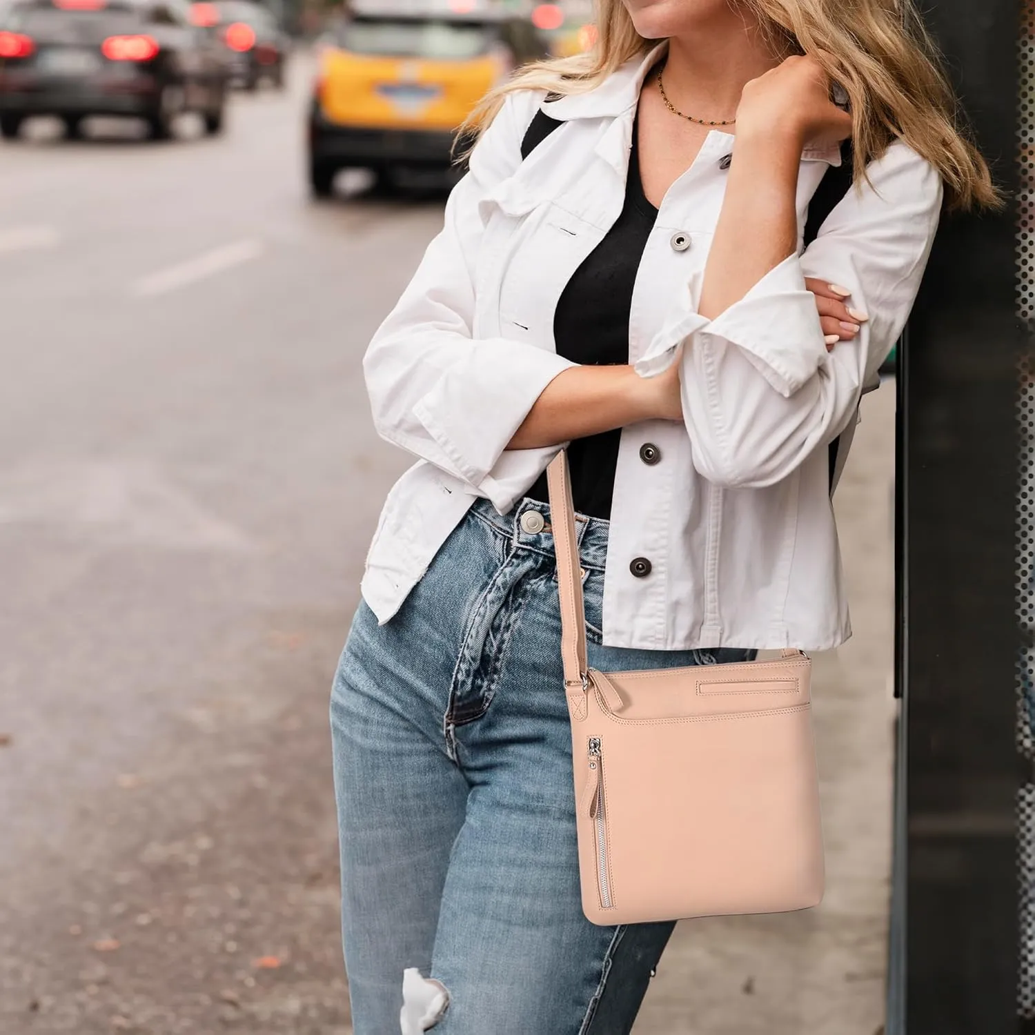 Leather Crossbody Bags for Women - Ladies Sling Handbags - Medium Cross body Purses Handbags - Purses For Women