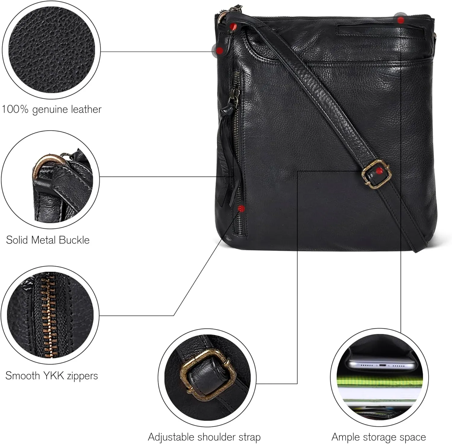 Leather Crossbody Bags for Women - Ladies Sling Handbags - Medium Cross body Purses Handbags - Purses For Women