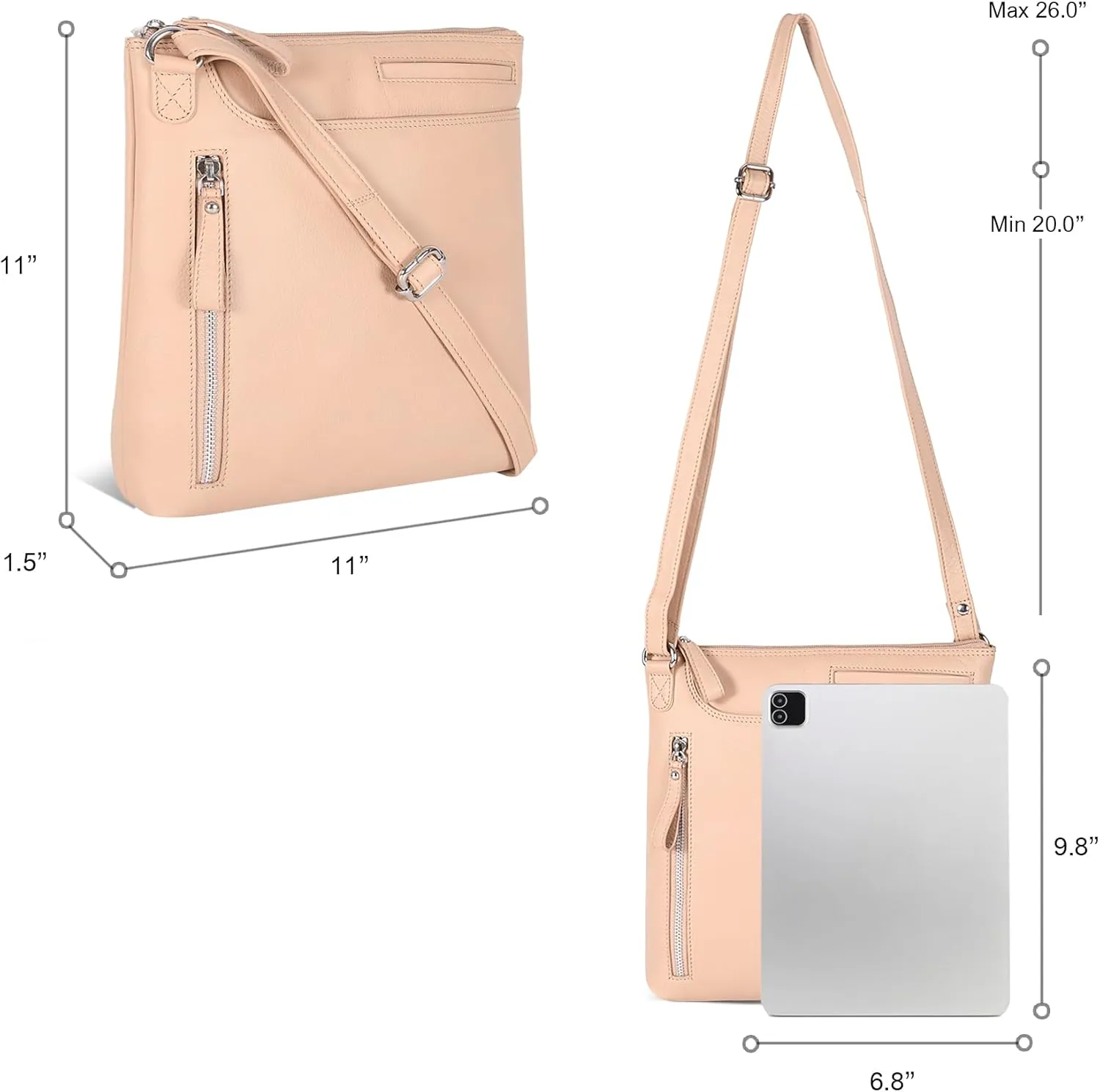 Leather Crossbody Bags for Women - Ladies Sling Handbags - Medium Cross body Purses Handbags - Purses For Women
