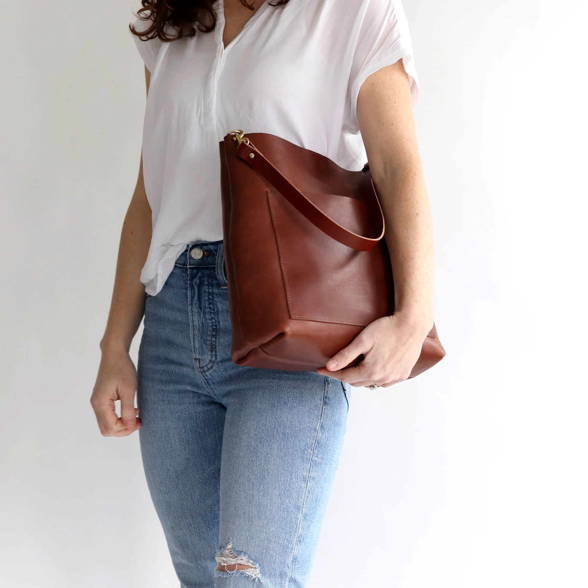 Leather Day Bag - Cognac