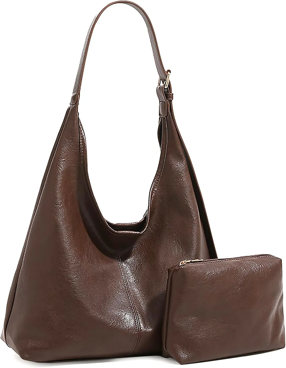 Leather Hobo Bag Small Shoulder Purses for Women Slouchy Tote Handbag Vegan Leather Crescent Bag