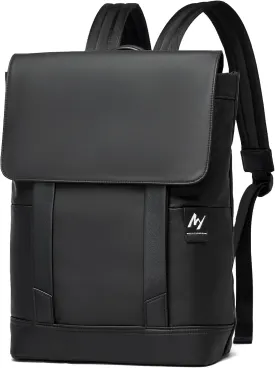 Leather Laptop Backpack Men,Vintage Leather Waterproof Travel Backpack Fit 15.6 Inch, Business College Backpacks Casual Daypacks Work Office Black