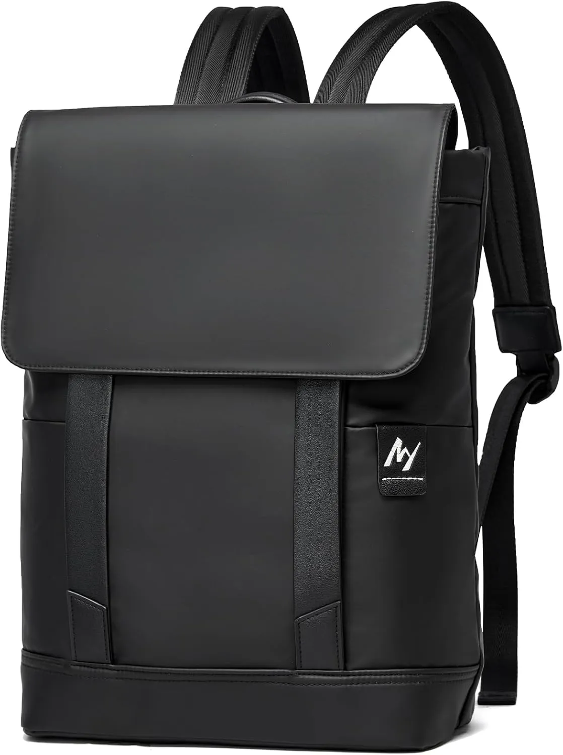 Leather Laptop Backpack Men,Vintage Leather Waterproof Travel Backpack Fit 15.6 Inch, Business College Backpacks Casual Daypacks Work Office Black