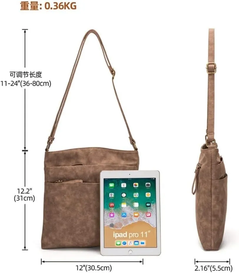 Leather Retro Handbag Shoulder Handbag Sling Pack Large Capacity Crossbody for Women