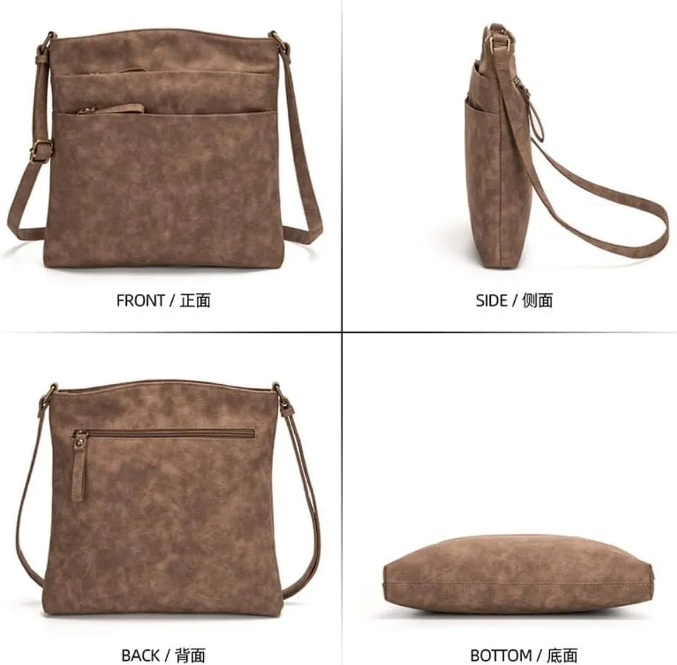Leather Retro Handbag Shoulder Handbag Sling Pack Large Capacity Crossbody for Women