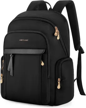 LIGHT FLIGHT Laptop Backpack for Women, 15.6 Inch Work Bag Business Backpack with laptop compartment, Water Resistant Travel Bags Casual Daypacks for College, Large Capacity Backpacks for Travel-Black