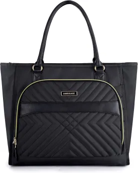 LIGHT FLIGHT Tote Bag for Women, Top Handle Handbag 15.6 inch Laptop Bag Quilted Tote With Pocket Black Totes for Work Bag